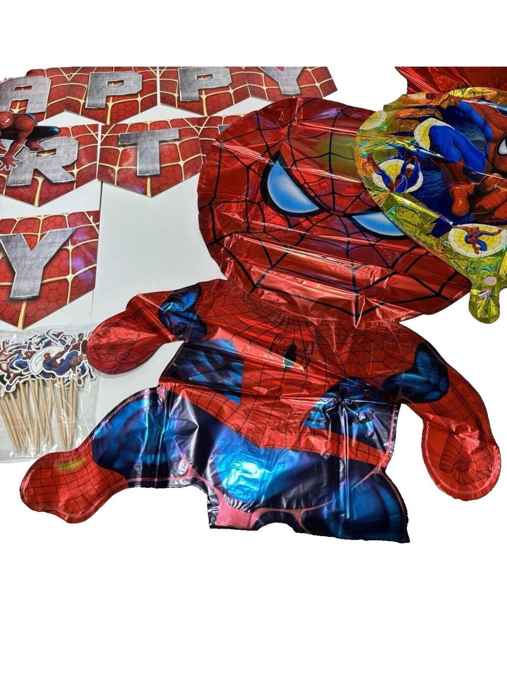 Spider-Man Birthday Party Decorations Set Banner Foil Balloons Cupcake Picks New - Picture 4 of 13